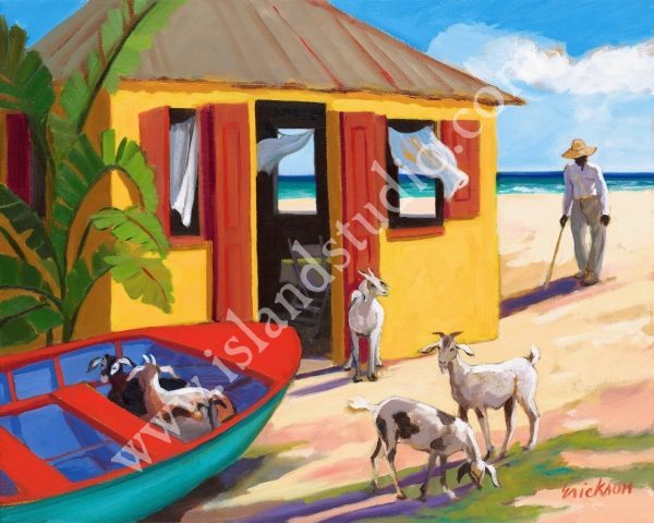 591 Goat Beach Caribbean Oil Painting By Shari Erickson