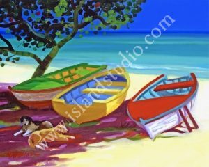 385 Lazy Beach Caribbean Oil Painting By Shari Erickson